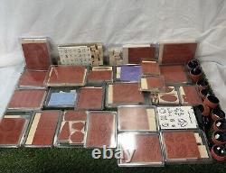 Stampin Up WOOD STAMPS Lot of 28 Sets With Roller + Accessories New & Some Used