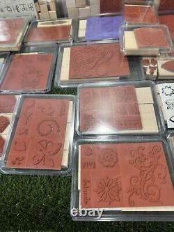 Stampin Up WOOD STAMPS Lot of 28 Sets With Roller + Accessories New & Some Used