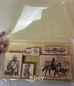Stampin' Up Wild Wild West 2002 Retired Rubber Stamp Set Complete Cowboy Western