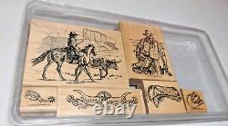Stampin' Up Wild Wild West 2002 Retired Rubber Stamp Set Complete Cowboy Western