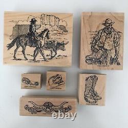 Stampin Up Wild Wild West 2002 Set Of 6 With Box Stamps