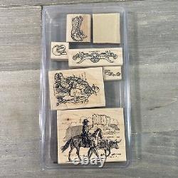 Stampin Up Wild Wild West Rubber Stamp Set of 6 2002 Cowboy Western Never Inked