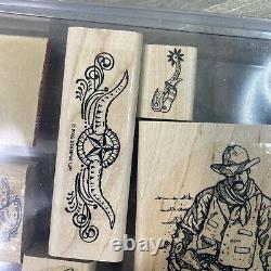 Stampin Up Wild Wild West Rubber Stamp Set of 6 2002 Cowboy Western Never Inked