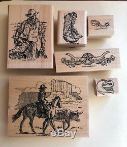 Stampin' Up Wild Wild West Stamp Set Cowboy Horse Boots Spurs Hat Western Rare