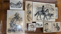 Stampin' Up! Wild, Wild West Wood Mounted Rubber Stamp Set + Extra Stamps