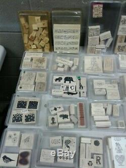 Stampin Up Wood Mount Stamp Lot of 40 Sets 200+ Stamps Total Plus Extras (dd) g
