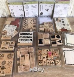 Stampin' Up Wood Mounted Rubber Stamps 128 Total Mixed Lot 17 Sets NewithUsed