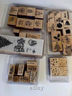 Stampin' Up Wood Rubber Stamp Lot Of 25 Sets Pre-owned