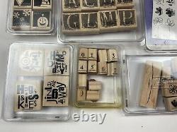 Stampin Up Wooden Stamps Sets Lot Alphabet Numbers Neighbors Friendship Flowers