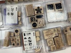 Stampin Up Wooden Stamps Sets Lot Alphabet Numbers Neighbors Friendship Flowers