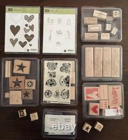 Stampin Up lot Rubber Stamp Set VBS Hearts Starts Sentiments RETIRED love bugs
