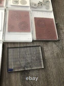 Stampin Up lot, set of 13 new And Lightly Used stamp sets Plus Clear Block