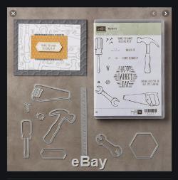 Stampin Up retired NAILED IT cm stamp set & BUILD IT FRAMELITS DIES Tools Dad