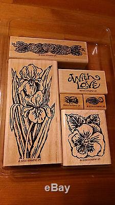 Stampin' Up rubber stamp set, WITH LOVE. NATURALLY 2000 Iris Pansy Roses