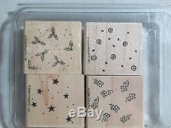 Stampin Up rubber stamps Gently Falling set of 4 mounted