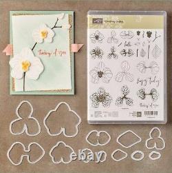 Stampin up Climbing Orchid photopolymer stamp set + Orchid Builder framelits