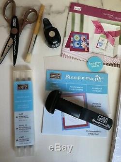 Stampin up Ink Pads, 12 Stamp Sets, Stamp-a-ma-jig, Punch, Blender Pens, Paper