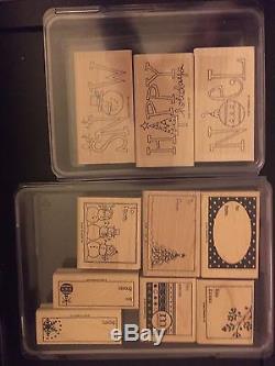 Stampin up! Large Lot Wood Mounted Rubber Stamps (19 sets in all)