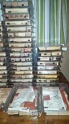 Stampin' up! Lot of 90 stamp sets and an acrylic block