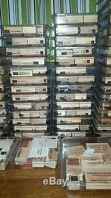 Stampin' up! Lot of 90 stamp sets and an acrylic block