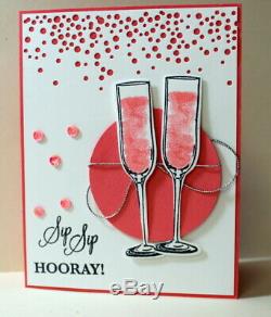Stampin up Sip Sip Hooray SetNEW & Celebrate Dies BundleWine Champagne+ CARD