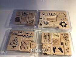 Stampin up lot of 120 stamps newithused/retired sets rubber wood holidays