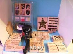 Stamps Stampin Up! Retired Rare Rubber Big Lot of 45 stamps plus gift tag punch