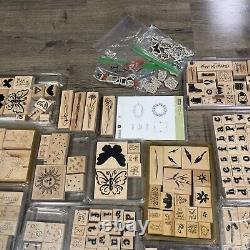 Stamps Stampin Up! Retired Rubber Sets 600+ Lot Colossal Vintage Wood Backed