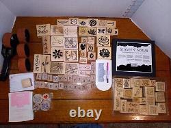 Stamps Stampin Up! Rubber Set 90+ Lot, roller 4 Wheels, 3, ink Pads, & 1 Scrub Pad