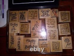 Stamps Stampin Up! Rubber Set 90+ Lot, roller 4 Wheels, 3, ink Pads, & 1 Scrub Pad
