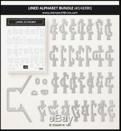 Used- Stampin' Up! Bundle Lined Alphabet Stamp Set & Layering Alphabet Dies