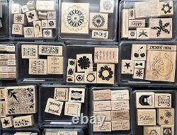 VALUE LOT Stampin' Up! Wood Mount 20 stamp sets Holiday Alphabet Words Birthday
