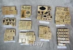 VTG LOT 112 STAMPIN' UP Wood Rubber Stamps 11 Sets Hearts Dogs Party Retired