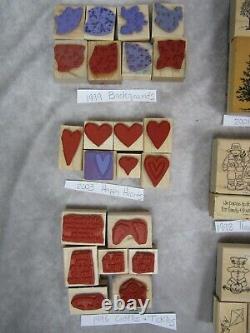 VTG LOT 112 STAMPIN' UP Wood Rubber Stamps 11 Sets Hearts Dogs Party Retired