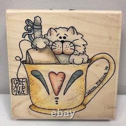 Vintage 1999 Dianna Marcum Stampassions Cat Nip Tea Rubber Stamp Stamper H 4291