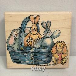 Vintage Stampassions Dianna Marcum Basket N Bunnies Rubber Stamp Stamper G 4253