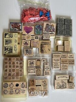 Vintage Stampin Up! D. O. T. S. Misc. Retired Rubber Stamp Sets/Singles Large Lot